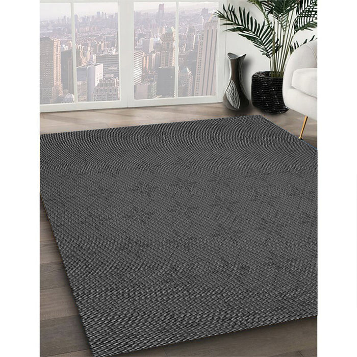 Machine Washable Transitional Dark Gray Black Rug in a Family Room, wshpat461gry