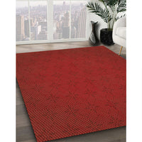 Patterned Tomato Red Rug, pat461org