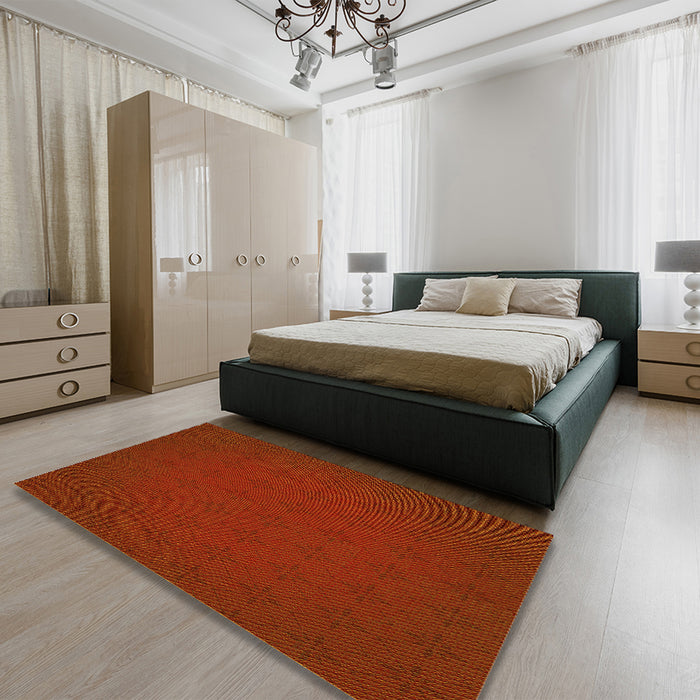Patterned Red Rug in a Bedroom, pat461yw