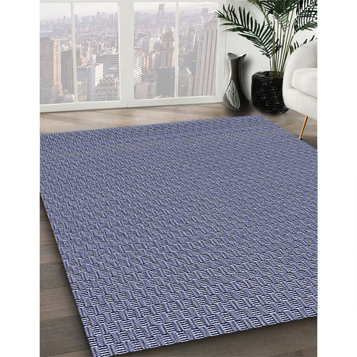 Patterned Dark Slate Blue Purple Rug in Family Room, pat462blu