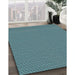 Machine Washable Transitional Medium Teal Green Rug in a Family Room, wshpat462lblu