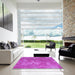 Square Patterned Fuchsia Magenta Purple Rug in a Living Room, pat463pur