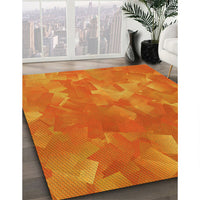 Patterned Neon Orange Rug, pat463yw