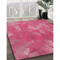 Patterned Dark Hot Pink Novelty Rug, pat463