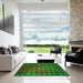 Square Patterned Deep Emerald Green Rug in a Living Room, pat464grn