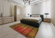 Patterned Tomato Red Rug in a Bedroom, pat464org