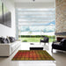 Square Patterned Tomato Red Rug in a Living Room, pat464org