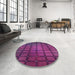 Round Patterned Orchid Purple Rug in a Office, pat464pur