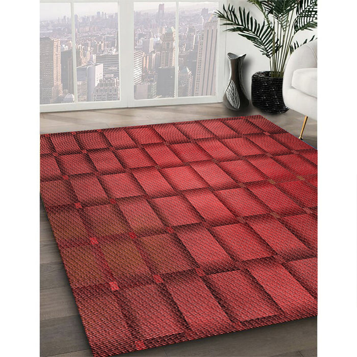 Machine Washable Transitional Red Rug in a Family Room, wshpat464rd