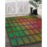 Patterned Olive Green Novelty Rug, pat464