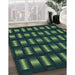 Patterned Deep Teal Green Rug in Family Room, pat465lblu