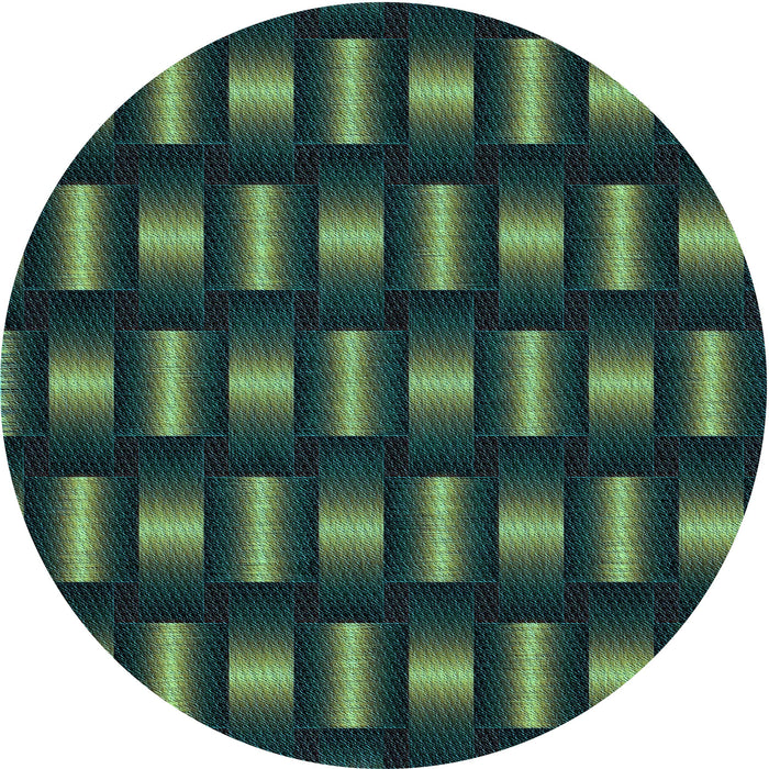 Square Patterned Deep Teal Green Rug, pat465lblu