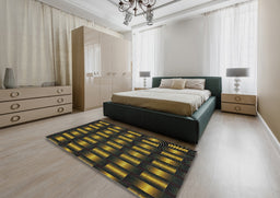 Patterned Brown Novelty Rug in a Bedroom, pat465