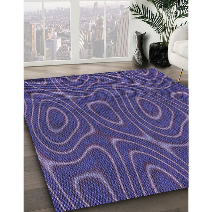 Patterned Dark Slate Blue Purple Rug in Family Room, pat466blu