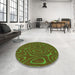 Round Patterned Sepia Brown Rug in a Office, pat466grn