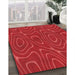 Patterned Red Rug in Family Room, pat466rd