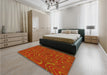 Patterned Orange Red Orange Rug in a Bedroom, pat466yw