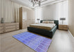 Patterned Denim Blue Rug in a Bedroom, pat467blu