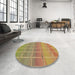 Round Patterned Light Brown Rug in a Office, pat467brn