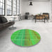 Round Patterned Dark Lime Green Rug in a Office, pat467grn