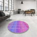 Round Patterned Purple Rug in a Office, pat467pur