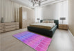 Patterned Purple Rug in a Bedroom, pat467pur