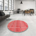 Round Patterned Red Rug in a Office, pat467rd