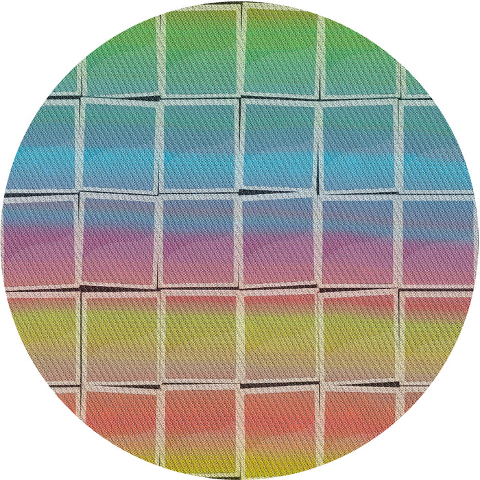 Square Machine Washable Transitional Green Rug, wshpat467