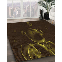 Patterned Dark Bronze Brown Rug, pat469org