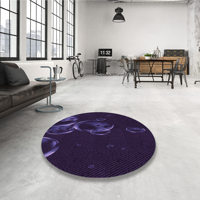 Round Patterned Purple Rug in a Office, pat469pur