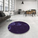 Round Patterned Purple Rug in a Office, pat469pur