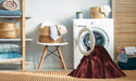 Machine Washable Transitional Chocolate Brown Rug in a Washing Machine, wshpat469rd