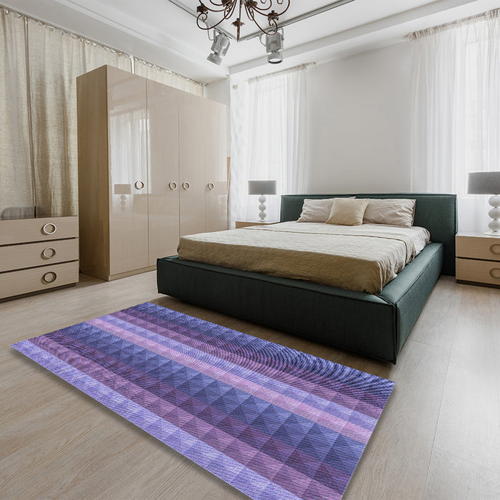 Machine Washable Transitional Deep Periwinkle Purple Rug in a Family Room, wshpat47blu