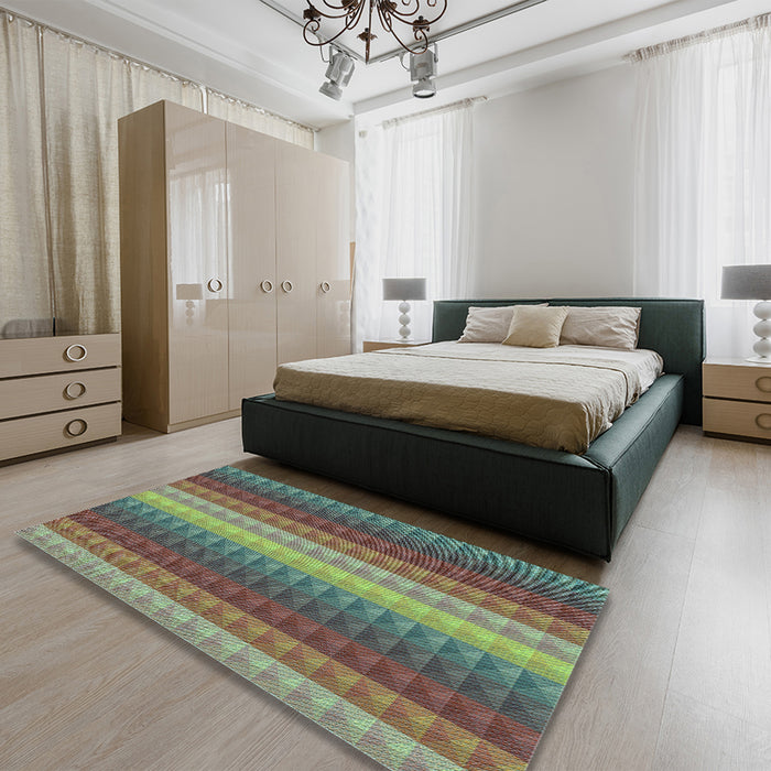 Machine Washable Transitional Green Rug in a Family Room, wshpat47lblu