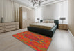 Machine Washable Transitional Red Rug in a Bedroom, wshpat470