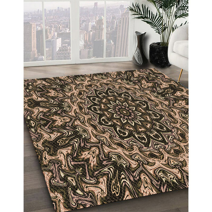 Machine Washable Transitional Peru Brown Rug in a Family Room, wshpat471brn