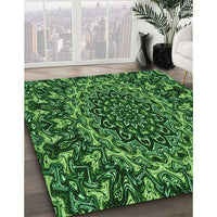 Patterned Deep Emerald Green Rug, pat471grn