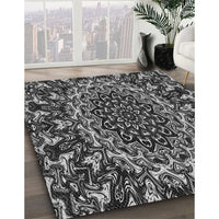 Patterned Charcoal Black Rug, pat471gry