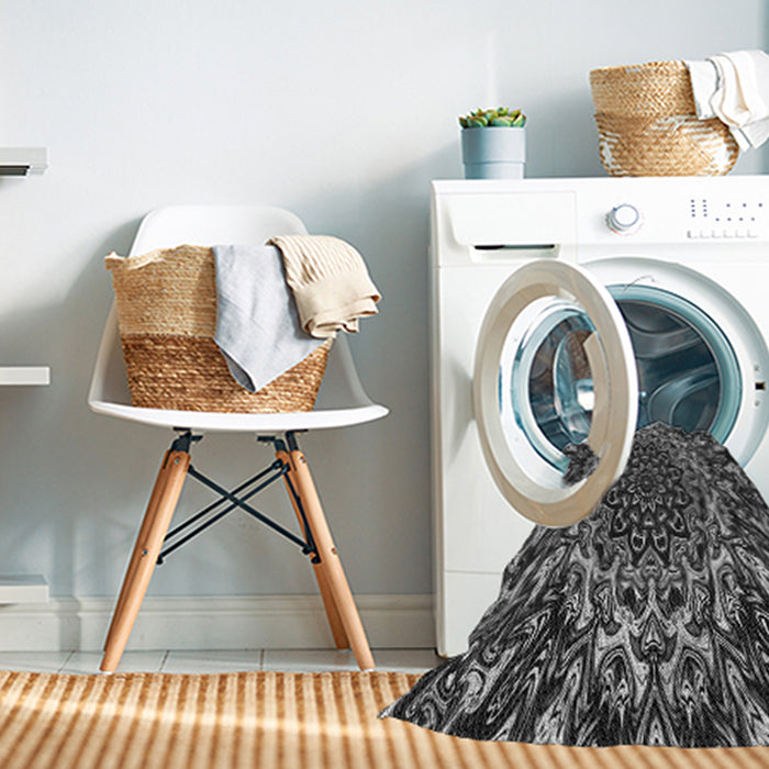 Machine Washable Transitional Charcoal Black Rug in a Washing Machine, wshpat471gry