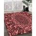 Patterned Dark Red Rug in Family Room, pat471rd