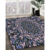 Patterned Charcoal Black Novelty Rug, pat471