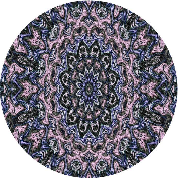 Sideview of Patterned Charcoal Black Novelty Rug, pat471