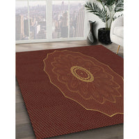 Patterned Mahogany Brown Rug, pat472brn