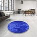 Round Patterned Bright Blue Rug in a Office, pat473blu