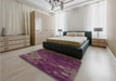 Patterned Mauve Taupe Purple Rug in a Bedroom, pat473brn