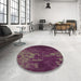 Round Patterned Mauve Taupe Purple Rug in a Office, pat473brn