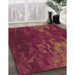 Patterned Red Rug in Family Room, pat473org