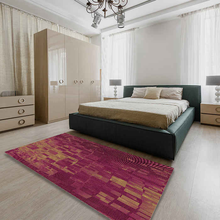 Patterned Red Rug in a Bedroom, pat473org