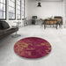 Round Patterned Red Rug in a Office, pat473org