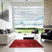 Square Patterned Red Rug in a Living Room, pat473rd